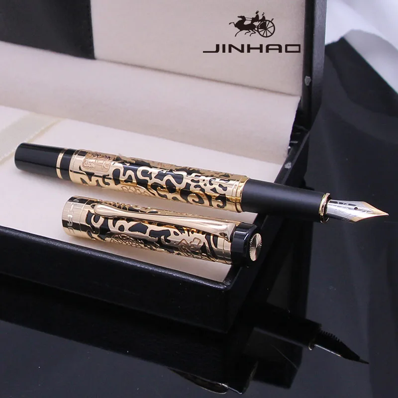 

Jinhao 5000 Vintage Luxurious Metal Fountain Pen Beautiful Dragon Texture Carving, Ancient Gray Colour