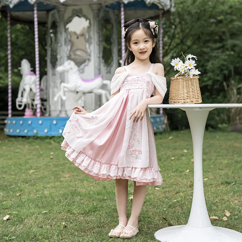 

Summer children's skirt girls' Han suit sweet super fairy Ru skirt Chinese style improved embroidery ancient children's dress