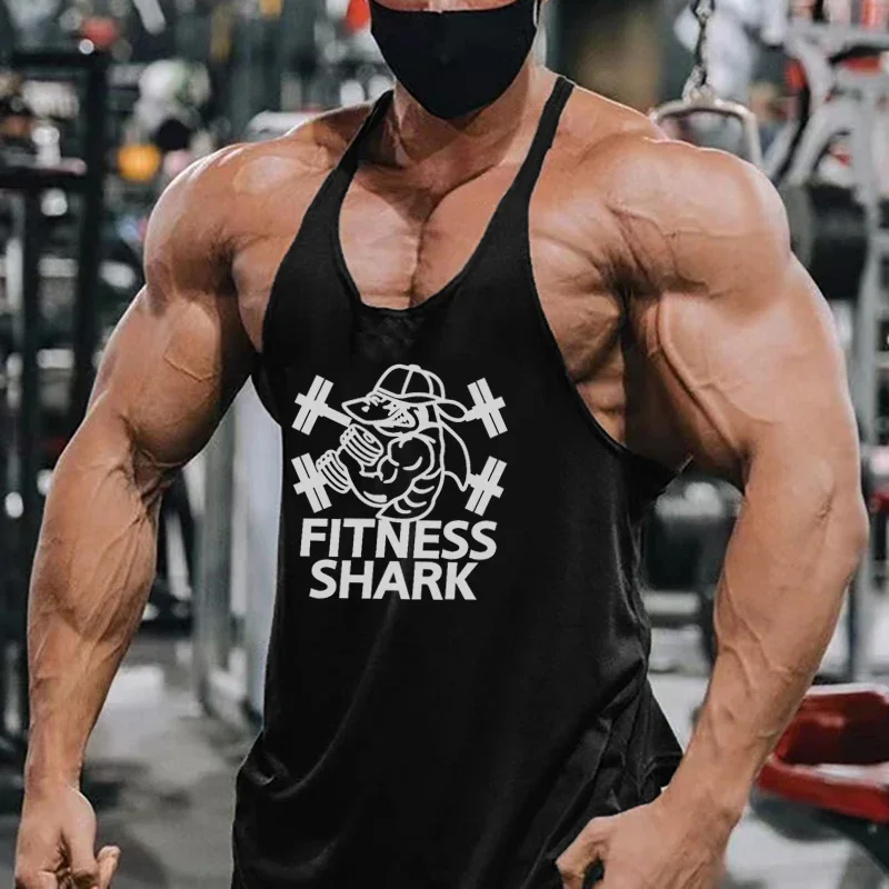 الصيف القطن تنفس الحمالات Y-الظهر سترات الصالة الرياضية اللياقة البدنية أكمام كمال الاجسام قمصان رياضية رجالي تجريب العضلات تانك القمم #4