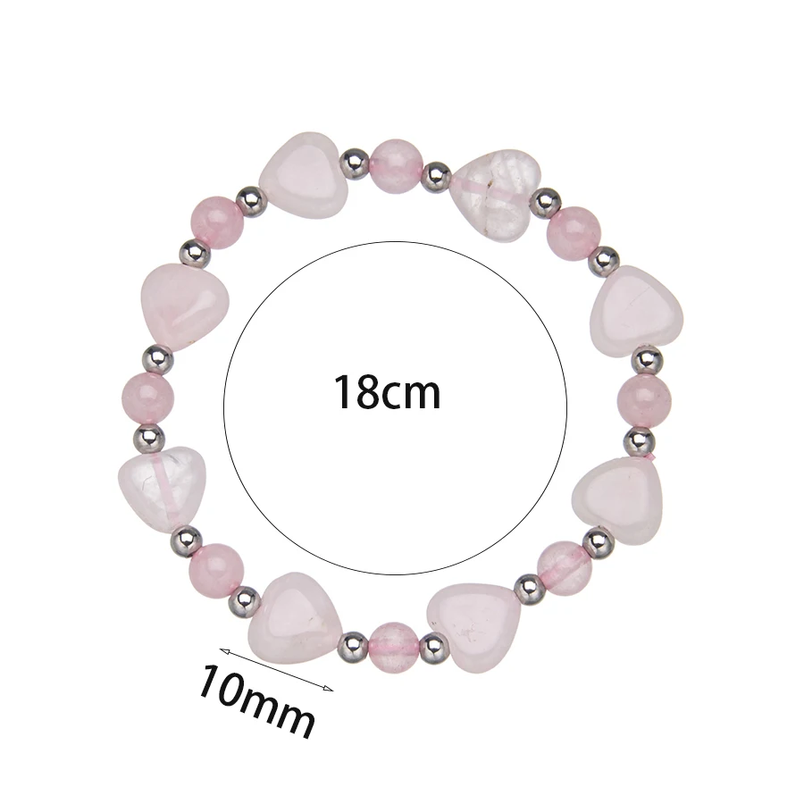 1pc natrual crystal stone gemstone agate heart-shaped rose quartz green aventurine bracelet for women and men