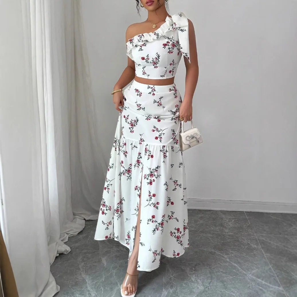 Printed Elegant Fashionable And Cable Top + Skirt Two-piece Set Birthday Dress Boho Vestidos Clothing Party - view 5