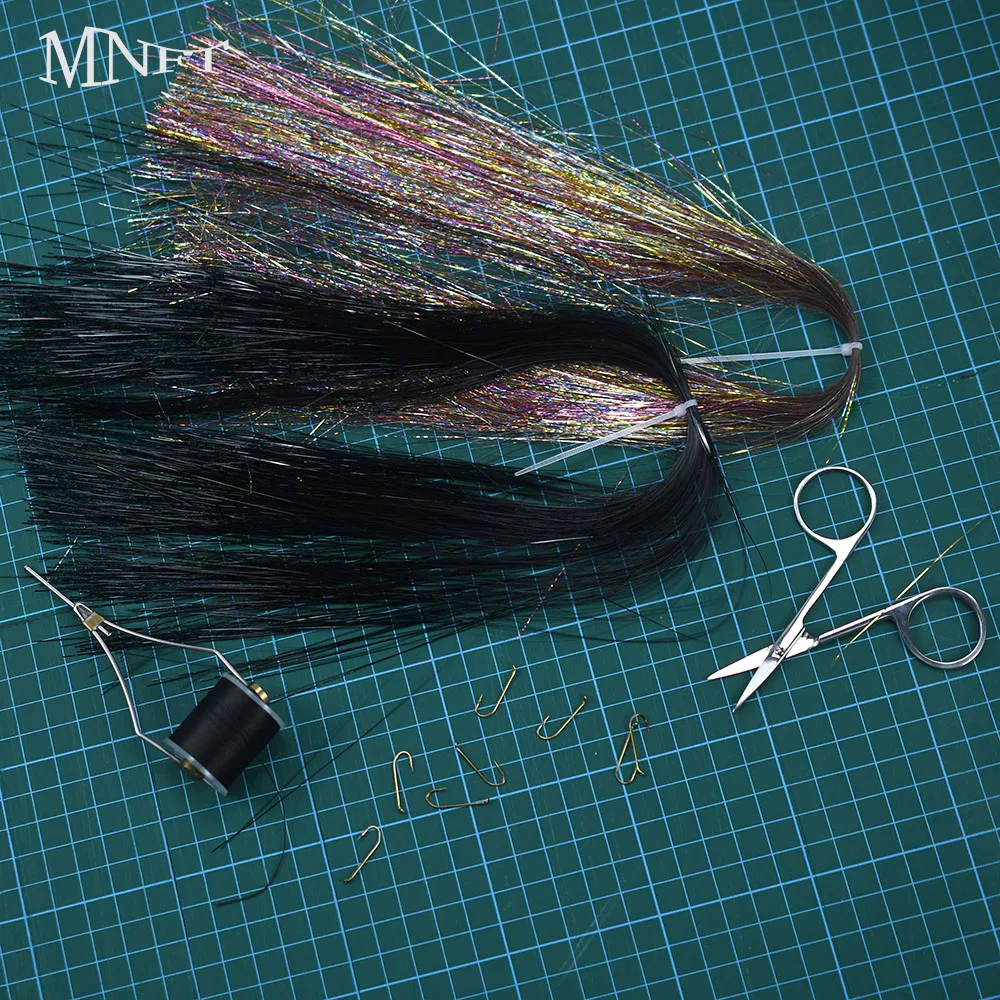 

1Pack&2Packs Fly Tying Materials Black&Rainbow Crystal Flash Flashabou, Sparkle Tinsel for Making Fly Fishing Lure Flies