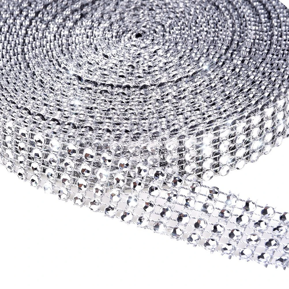 

910cm Diamond Mesh Wrap Roll Faux Rhinestone Decorations Wedding Party Baby Diaper Cakes Centerpieces Trim Cuttable Ribbon