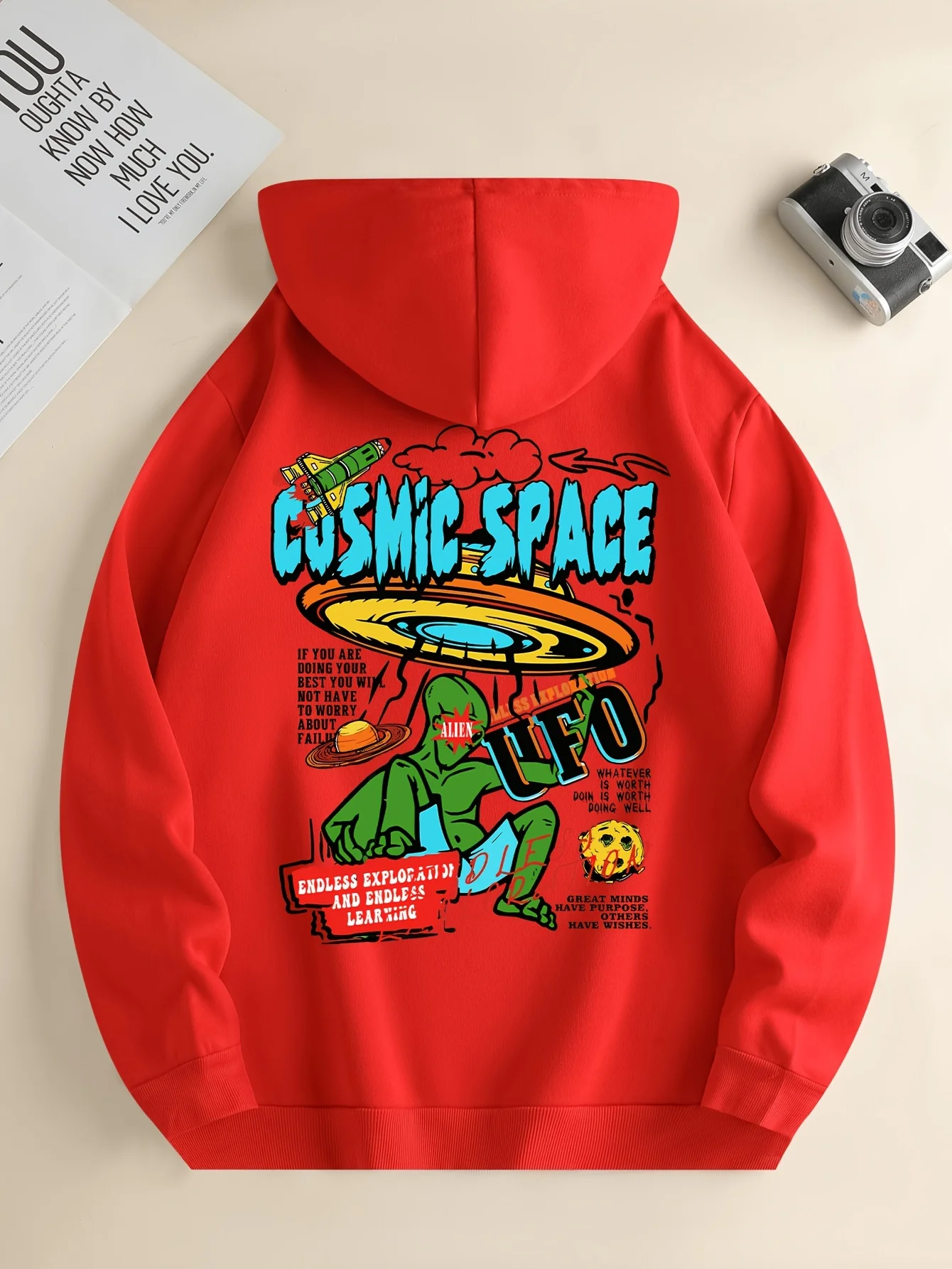 Ufo Alien Letter Printed Hoodies Casual Street Women Sweatshirts Comfortable Fleece Pullover Crewneck Loose Female Tops Clothes