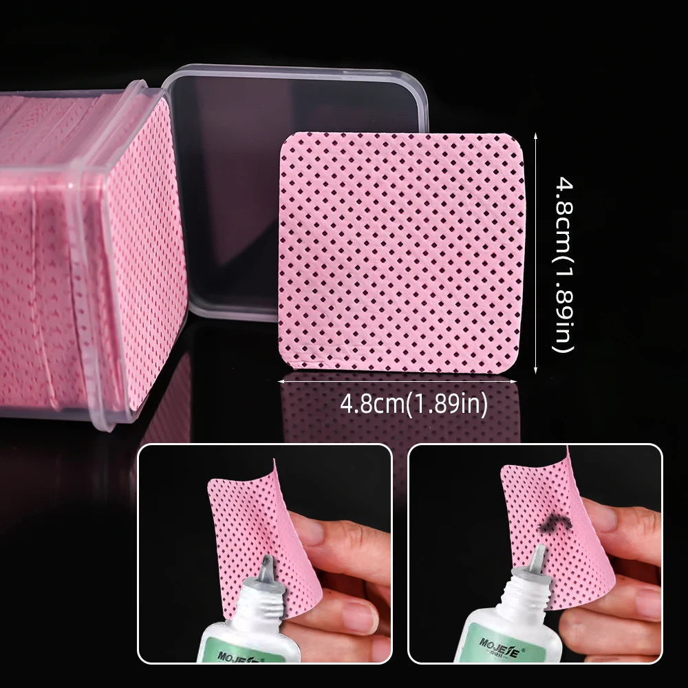 Toallitas limpiadoras de uñas sin pelusa, pegamento para extensiones de pestañas, removedor de esmalte de uñas, herramienta de eliminación suave absorbente, rosa, púrpura, 300/200/100 piezas