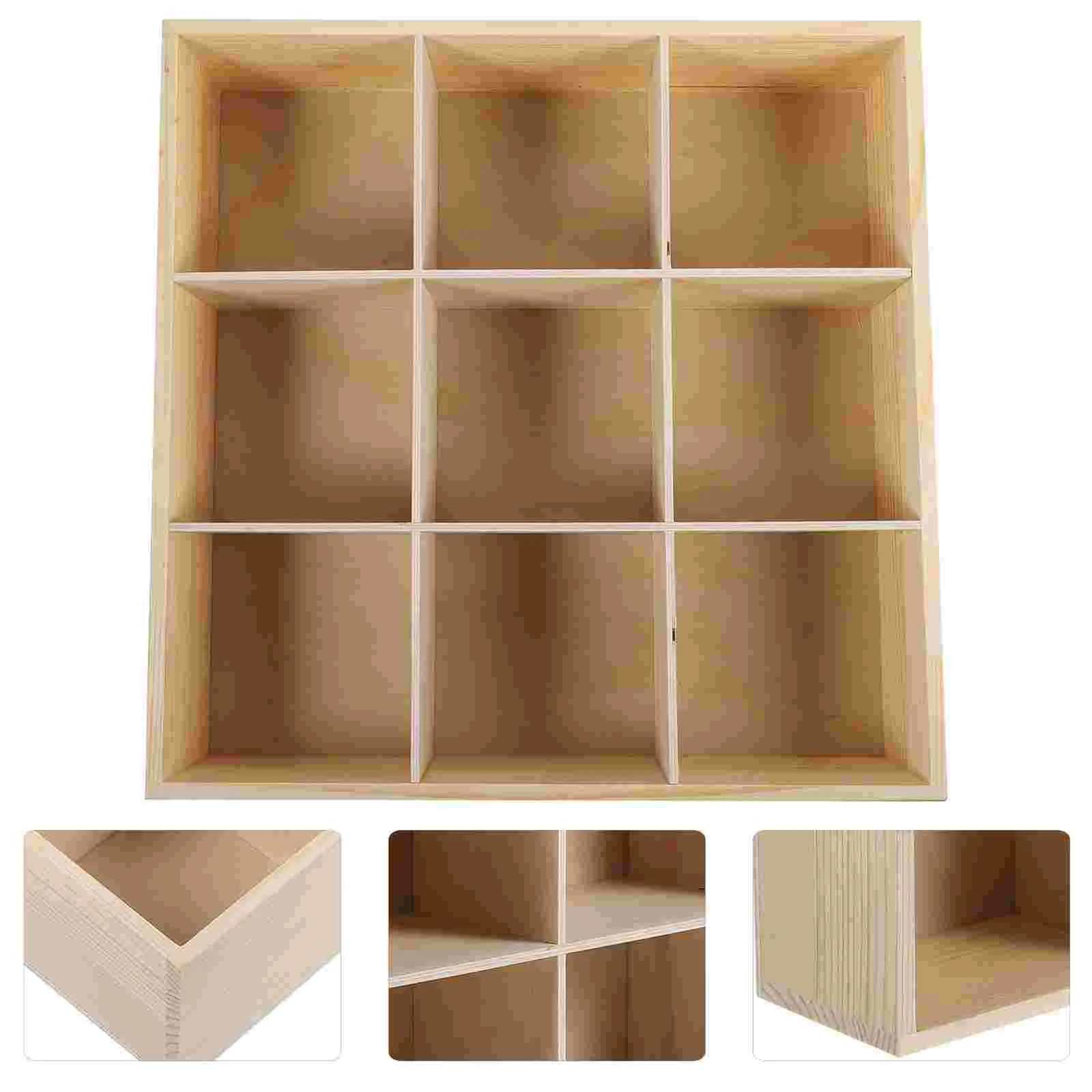 Wooden Storage Box Toy Cutlery Kitchen Shelving Jewelry Holder Organizer Boxes Earring Decorative for Display