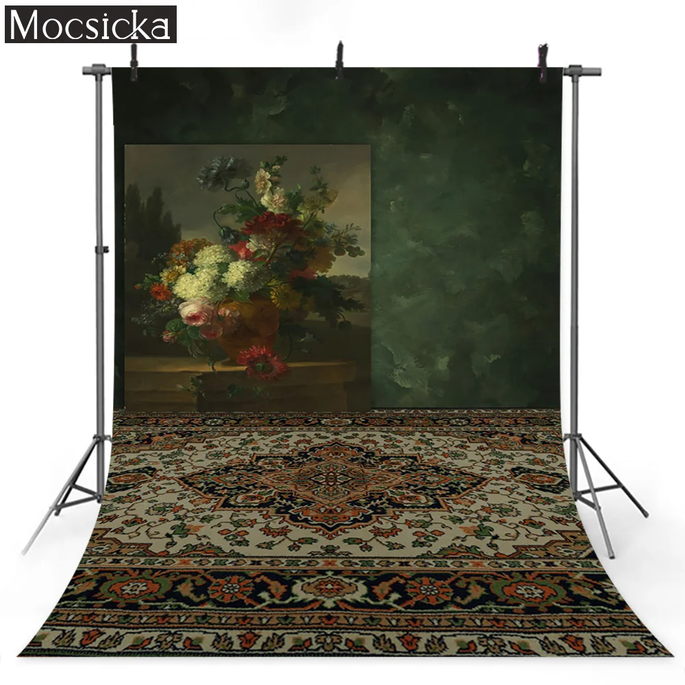 Mocsicka Photography Backdrops Handmade Oil Painting Turkish Carpet Woman Maternity Portrait Photo Backgrounds Pro Studio Props