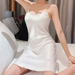 Summer Sexy Female Homewear Camisole Pyjamas Women Sleepwear Ice Silk Suspender  Nightdress Sling Nightdress