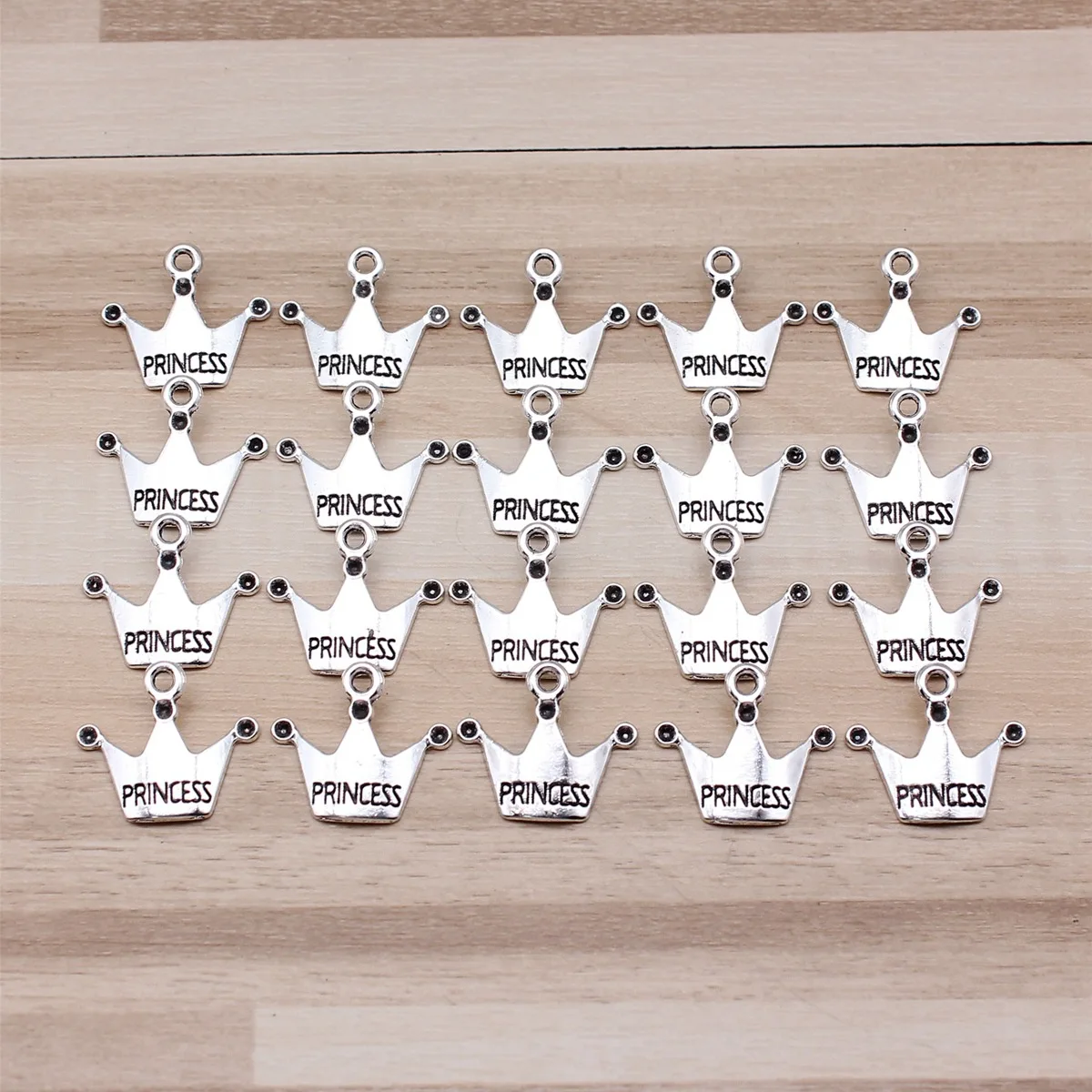 IFOCUS 20pcs/Lot Princess Crown Charms For DIY Jewelry Making Zinc Alloy 17x19mm/0.67x0.75inch