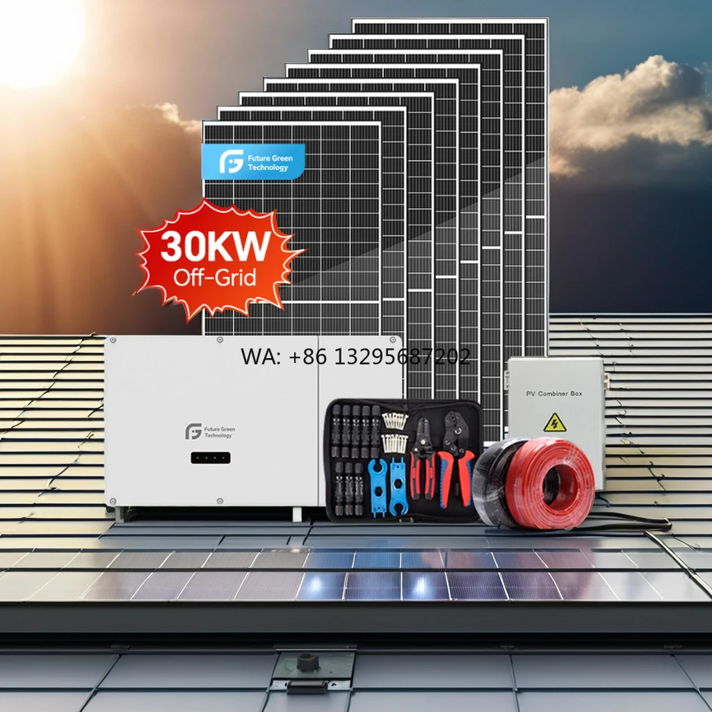 

10KW LiFePO4 Battery 30KW Hybrid Solar System - Off-Grid Home Power, Roof Mounted with Split Hybrid Inverter