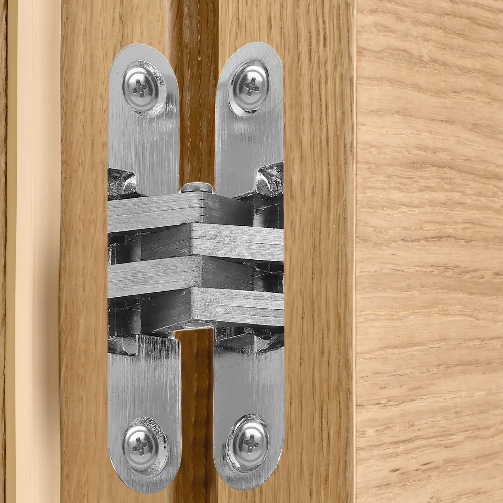 2Pcs Stainless Steel Hidden Folding Hinge Concealed Cross Design for Kitchen Cabinet Doors Wardrobe Folding Doors Heavy Duty