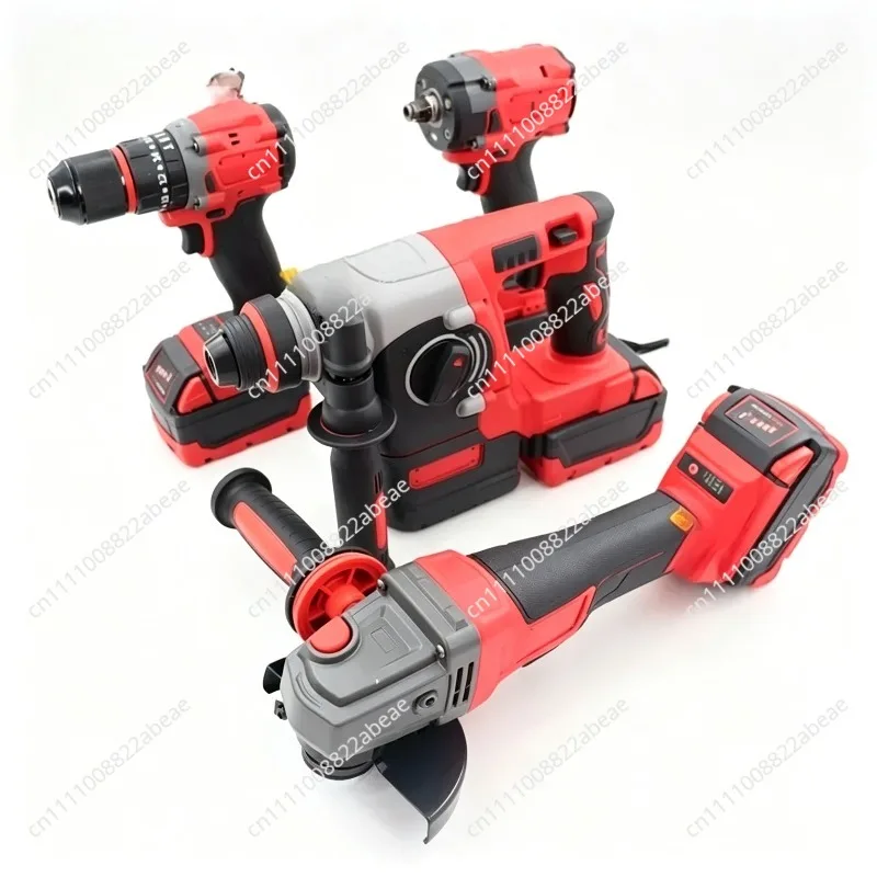 Red Cordless Electric Power Drill Machine Handheld Portable Screwdriver Impact Type OEM Customizable Tool Sets
