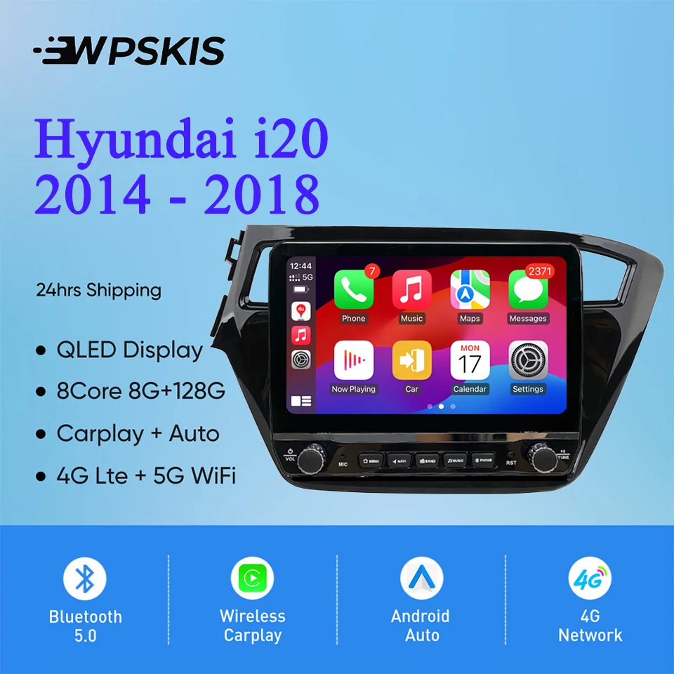 8G+128G 8Core Android 14 Car Radio Stereo Audio Multimedia DVD Player For Hyundai i20 2015 2016 2017 2018 Carplay Android Auto