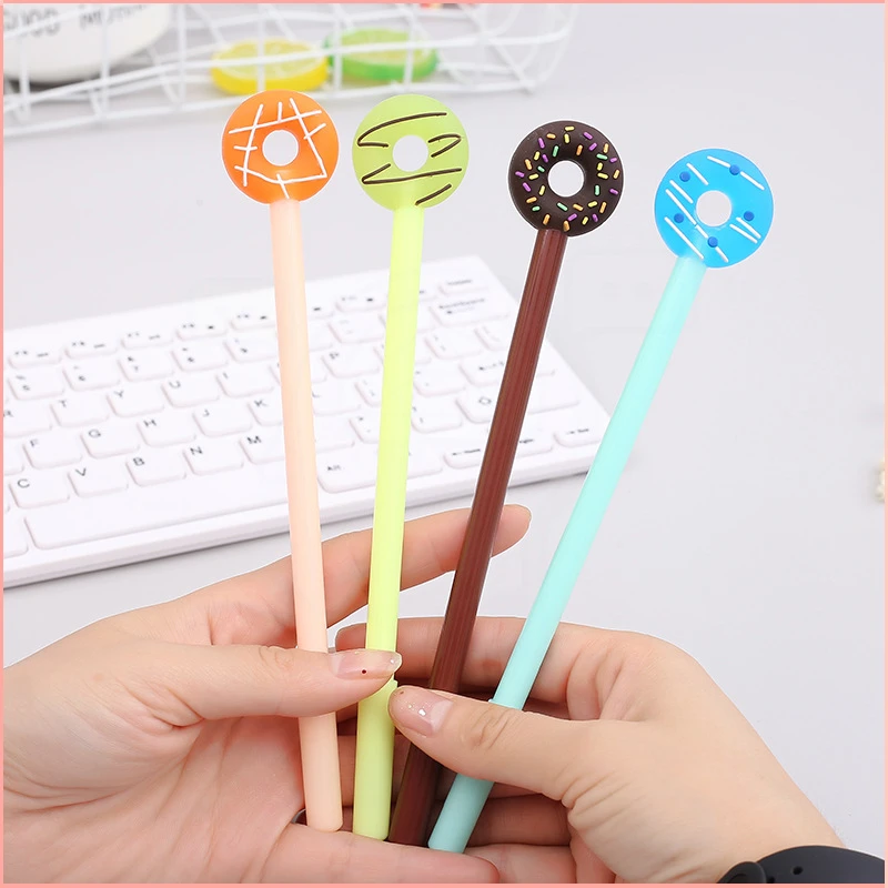 24 Pcs Neutral Water Pen Korea Creative Stationery Cute Cartoon Donuts Small Fresh Gel Candy Color 0.5mm Pen