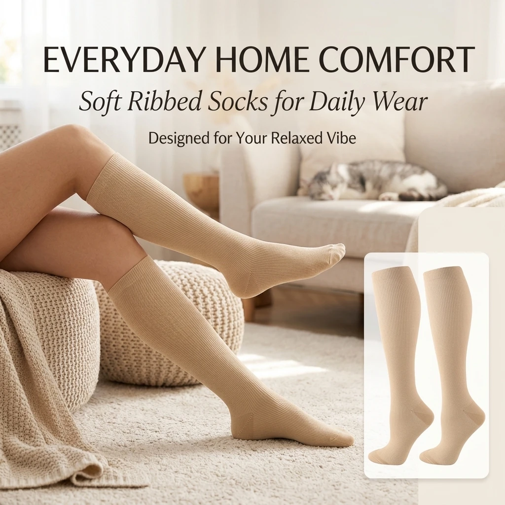 Classic Nude Skin Tone Mid Calf Cotton Socks Unisex Solid Sweat Wicking Breathable Sports Crew Socks Durable Basic Hosiery Commu view 5