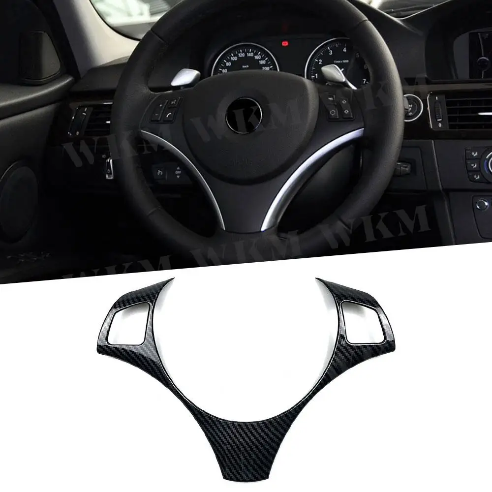 

1pc ABS Carbon Look Car Steering Wheel Trim Frame Button Moulding Cover Sticker for BMW 3 Series E90 05-12 Car Decor Accessorie