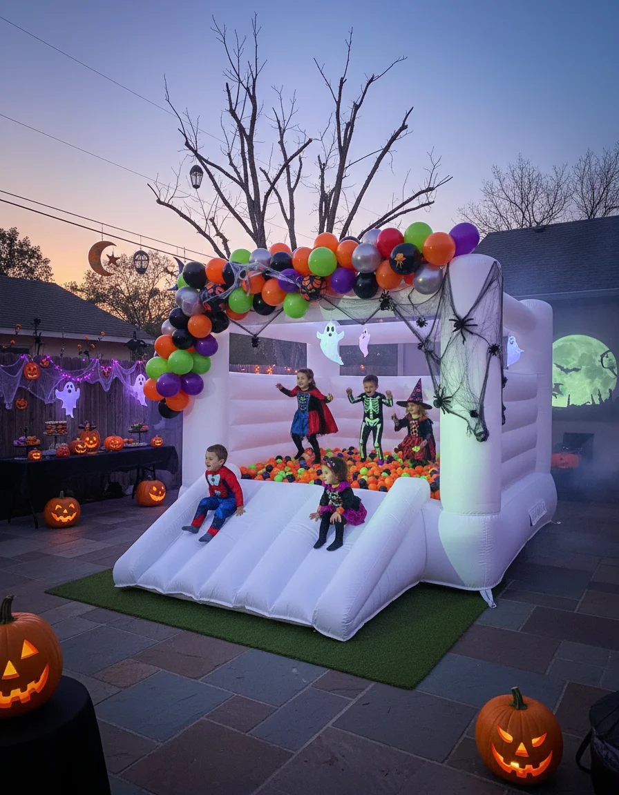Château Gonflable Blanc avec Souffleur, Maison à Rebond, Softplay, Niket Extérieur, Personnalisation, Cadeau d'Anniversaire pour Enfants, 12 Pieds