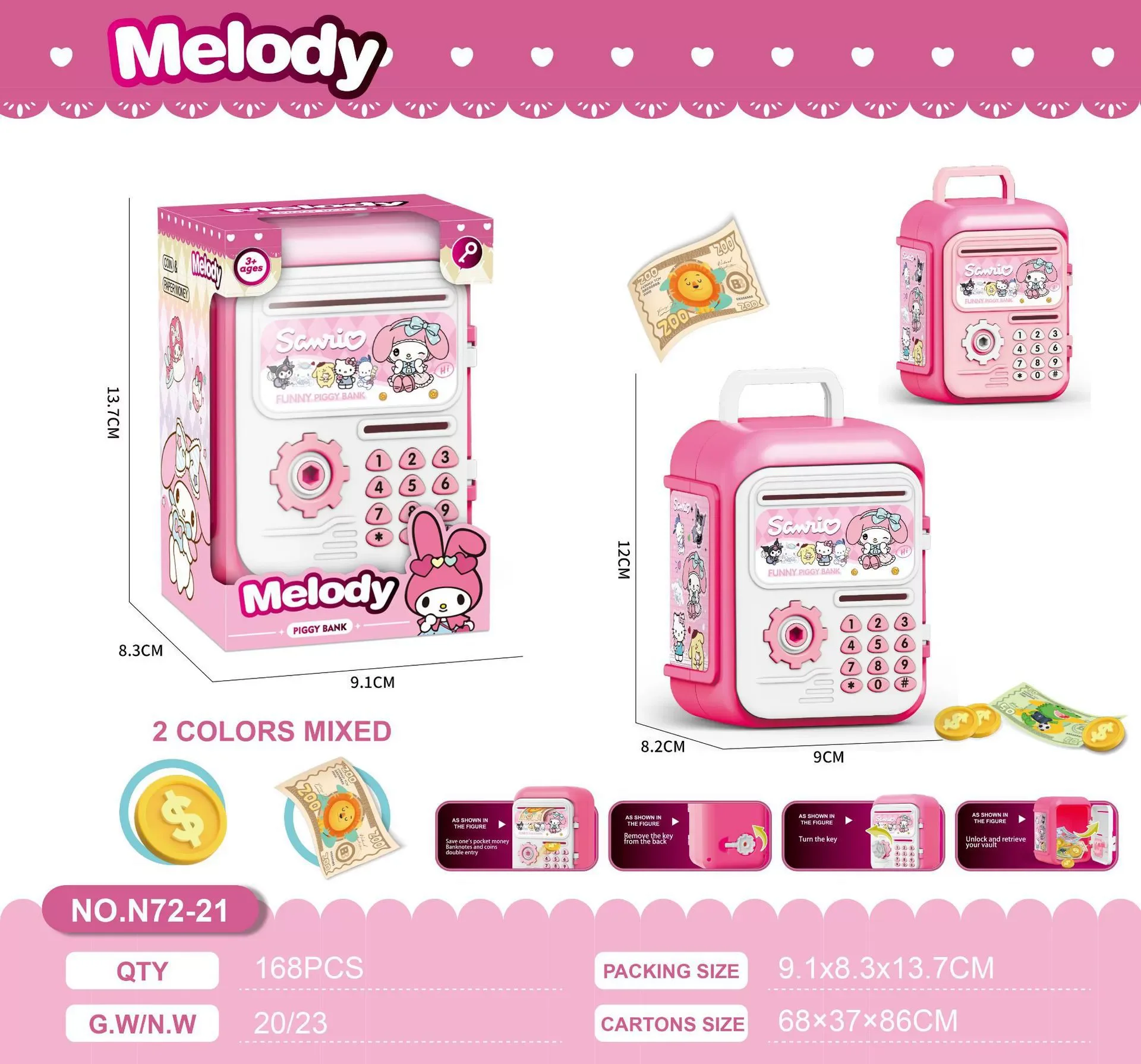Kids Money Bank Password Lock Auto Roll Cash Piggy Bank Simulated Intelligent ATM Savings Machine Toy