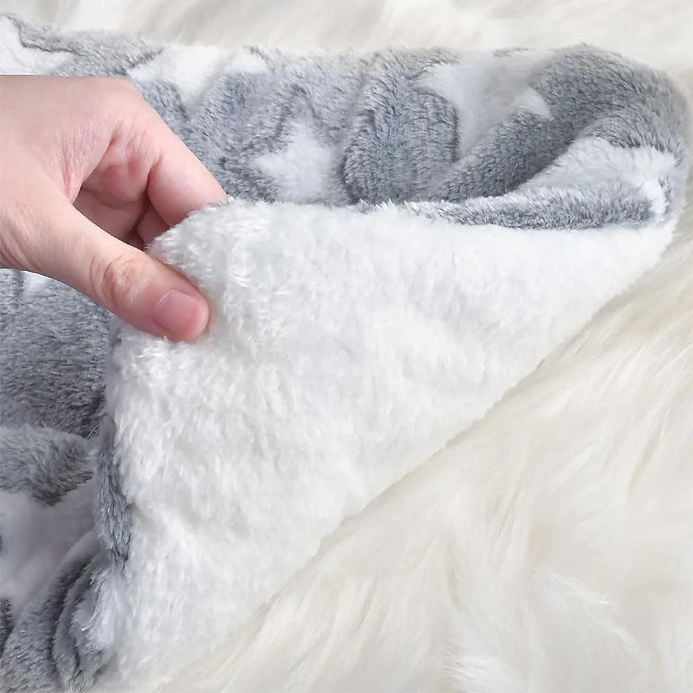 Set van 3 ultrazachte hondenkattenmatten met schattige prints - omkeerbaar fleece - verdikt hamster cavia bed - huisdierbedmat voor