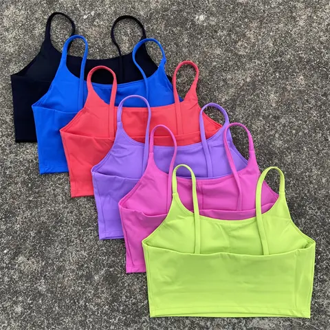 등이없는 스포츠 브래지어 체육관 운동 탑 얇은 스트랩 요가 조끼 여성 높은 지원 피트니스 Bralette 러닝 패딩 속옷을 밀어