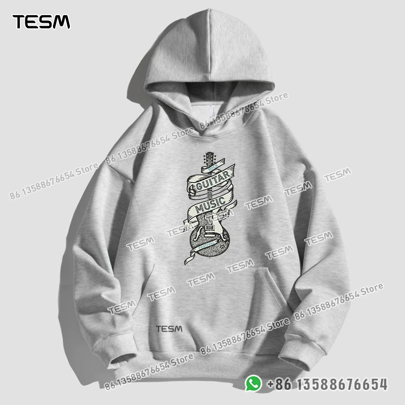 

TESM Men Women Hoodie Guitar Pattern Trendy Sweatshirt Parent-child Sports Top Party Pullover Long - Sleeves