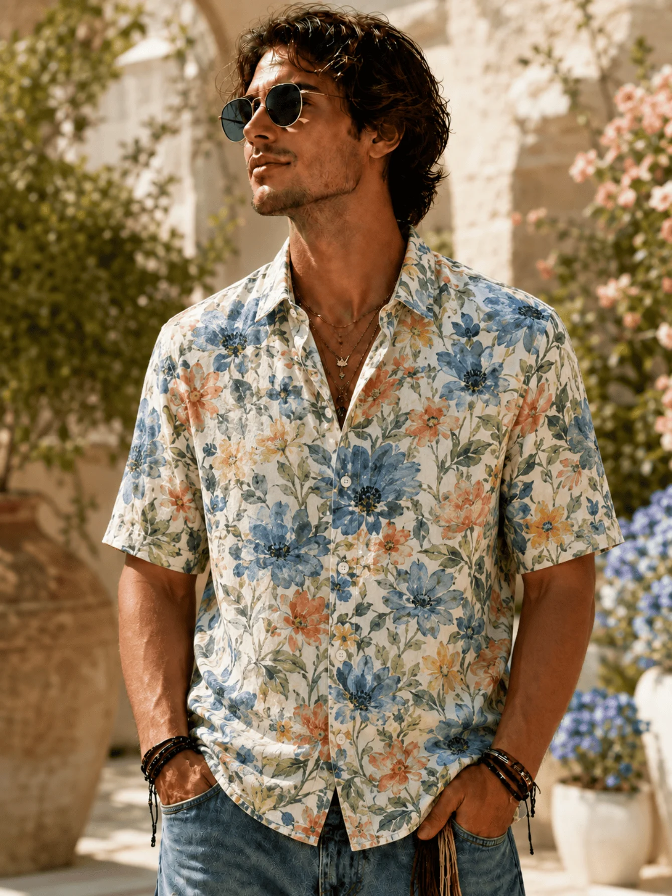 Vintage Hawaiian Floral Shirt - Men's short sleeve button shirt vintage