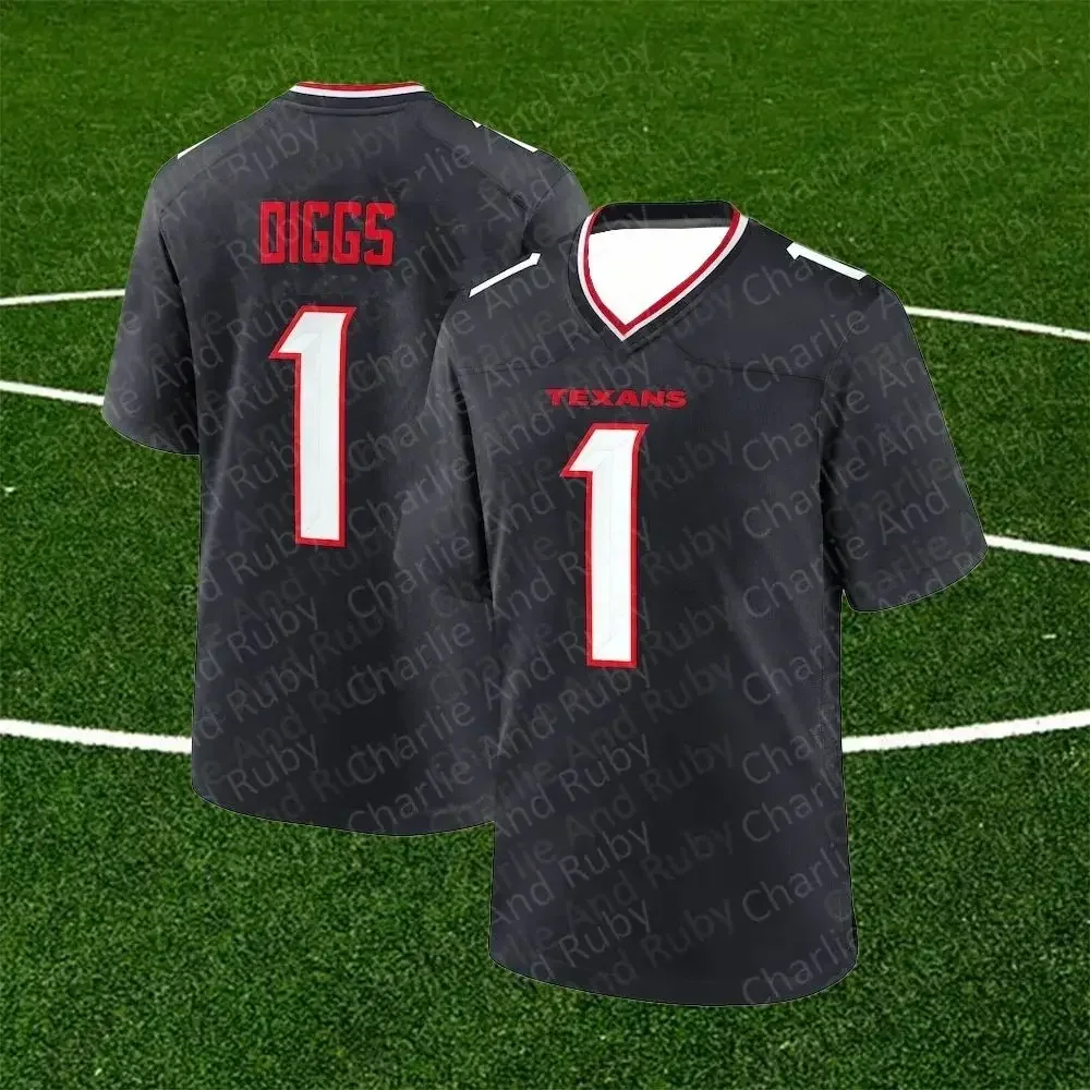 Jersey No.1-3-15 Stefon Diggs Tank Dell Nico Collins Houston Texans Jersey Black Trend Fashion Clothing Short-Sleeve Tops