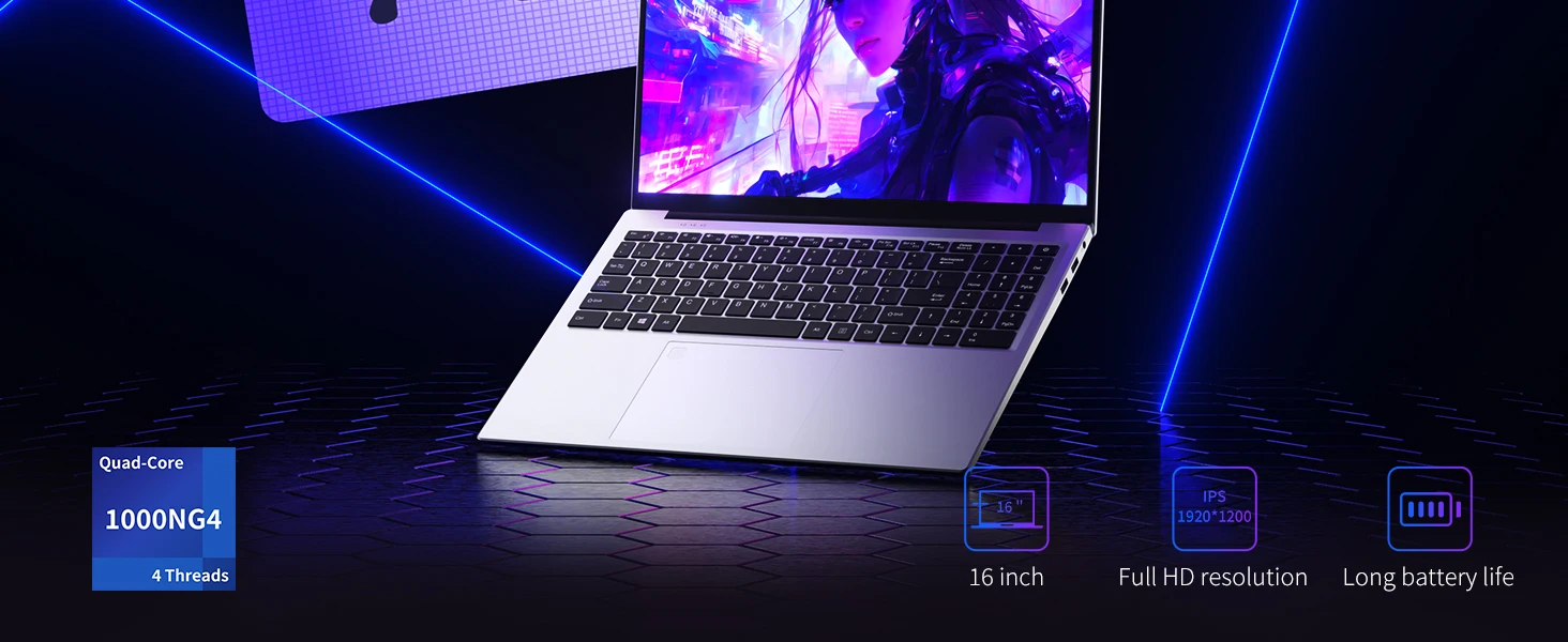 16" Laptop, I3 Processor, 16Gb Ddr4, 1Tb Ssd, 1920×1200 Fhd Display, Fingerprint Unlock, Backlit Keyboard, Privacy Camera, Multi-Interface