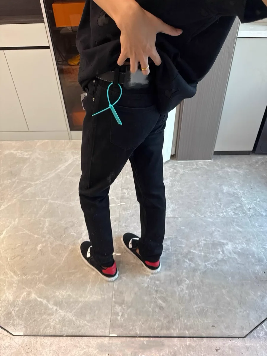 

Bla Elastic Fce Lined Straight Leg Men's Jeans High Street Slimming Casual Winter Warm Vintage Waed Jeans