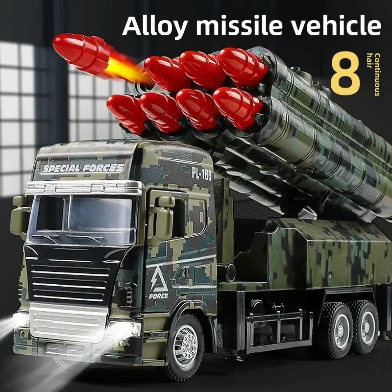 Large Alloy Missile Car Toy Boy Rocket Cannon Launch Military Model Tank Children Armored Car