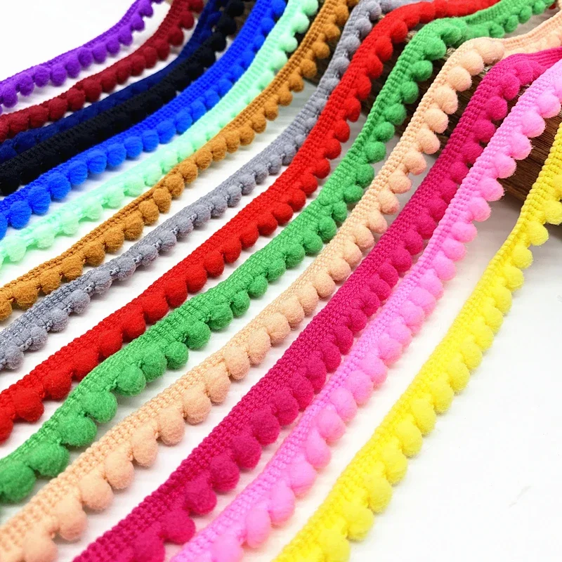 2 Yards Pom Pom Trim Ball 11 Mm Pompom Fringe Ribbon Sewing Lace DIY Kintted Fabric Handmade Craft Accessories