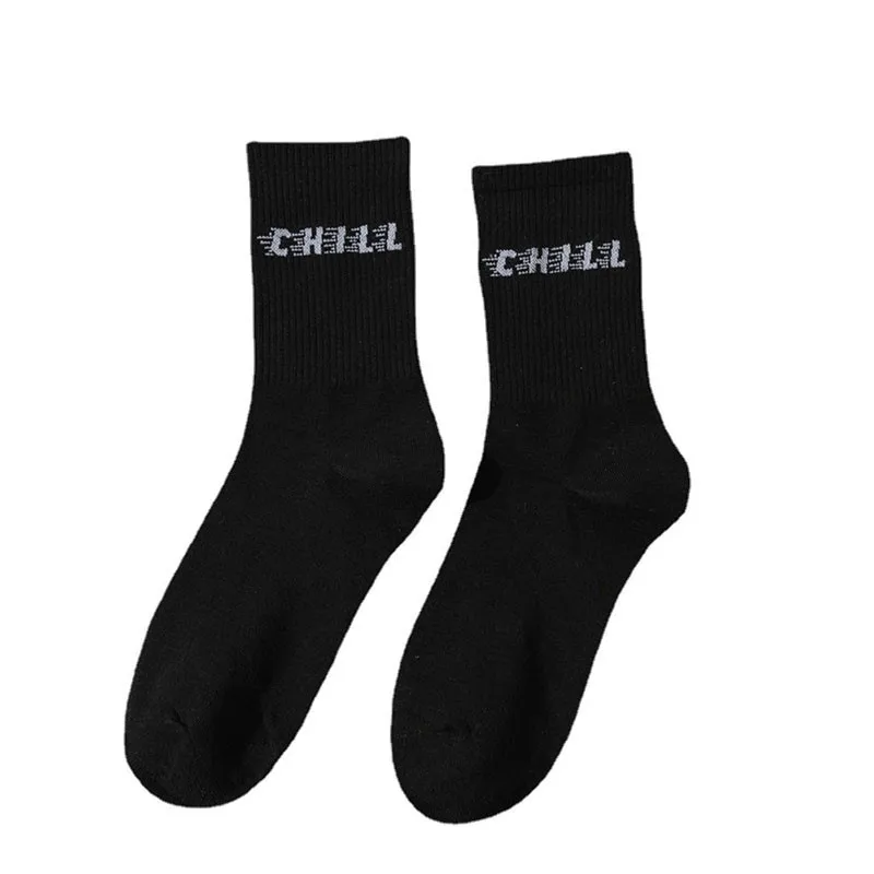 Women Cotton Socks New Letter Jacquard Fashion Trend Personalized Street Hip Hop Art Character Ladies Crew Socks I107