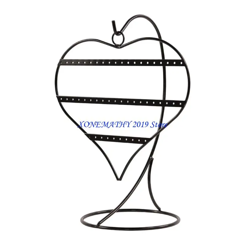 

F42F Iron Earring Showcase 50 Hole Heart Design Jewelry Holder for Counter Display