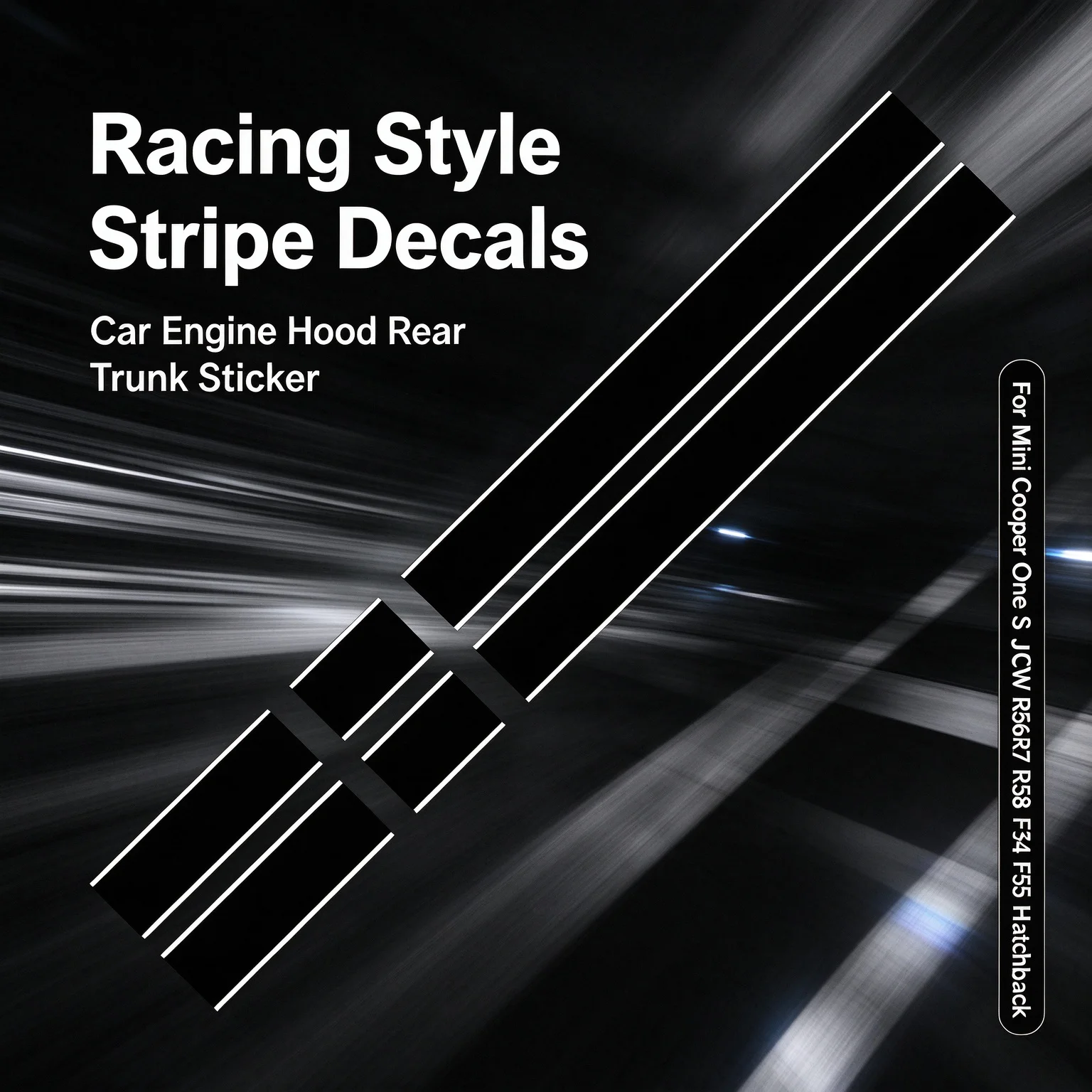 New Vinyl Decals Accessories Car Engine Hood Rear Trunk Stripe Sticker For Mini Cooper One S JCW R56 R57 R58 F54 F55 Hatchback