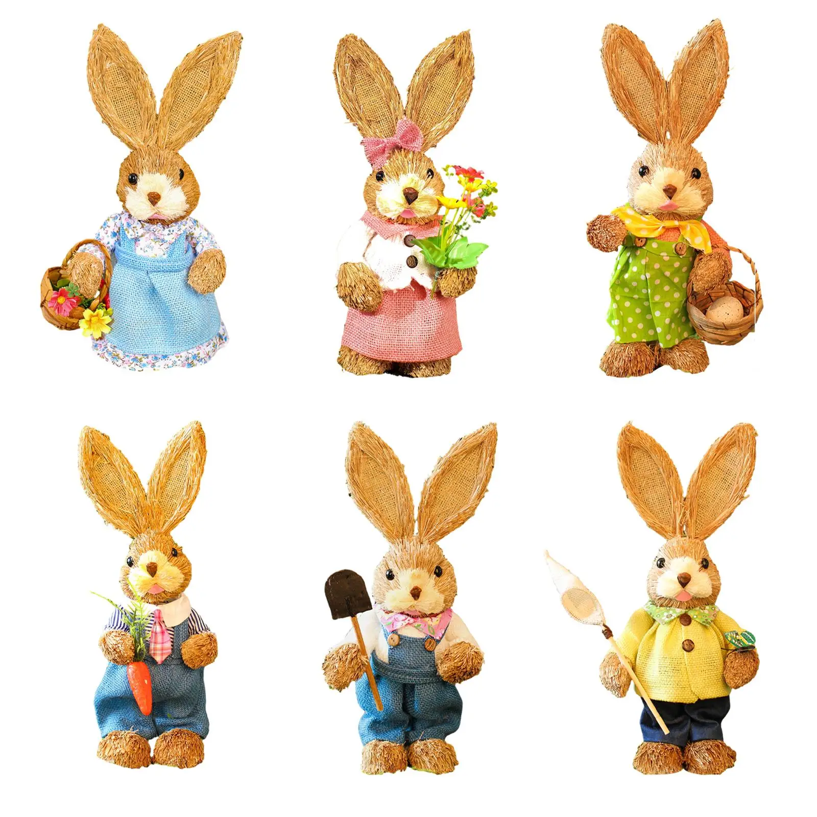 

Straw Bunny Figurine DIY Material Pack Sculpture Easter Decoration Desktop Ornament Animal Decor Rabbit Statue Handmade for Boys