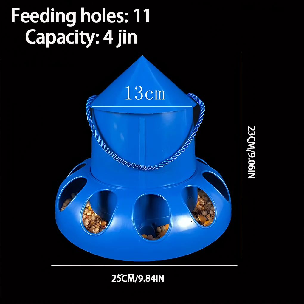 وحدة تغذية طيور الدجاج مع غطاء تمنع الانسكاب وحدة تغذية أوتوماتيكية 11 منفذًا مقاومة للانسكاب وحدة تغذية الطيور للحمام والدجاج والبط #6