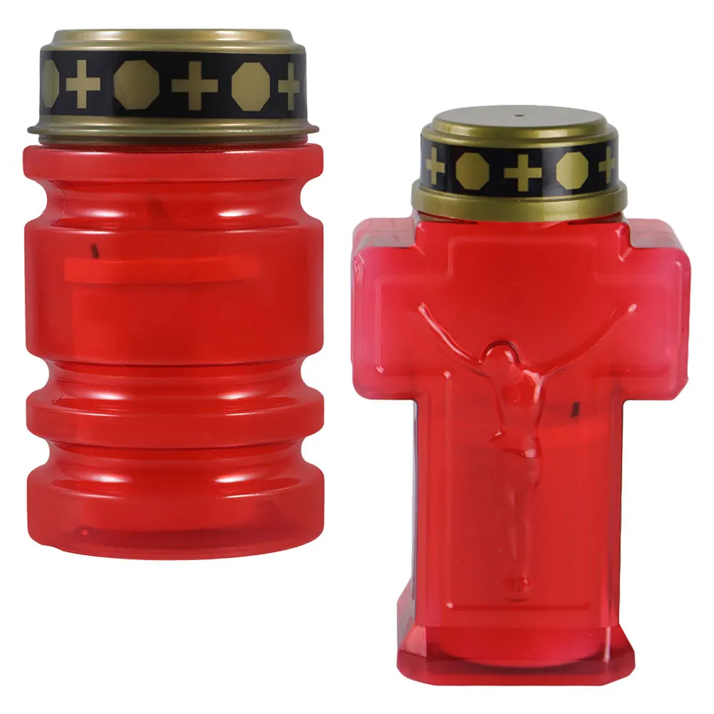 

2Pcs Cross Jesus Cemetery Operated LED Lights Flameless Church Prayer Lamps Outdoor Graveyard Decor