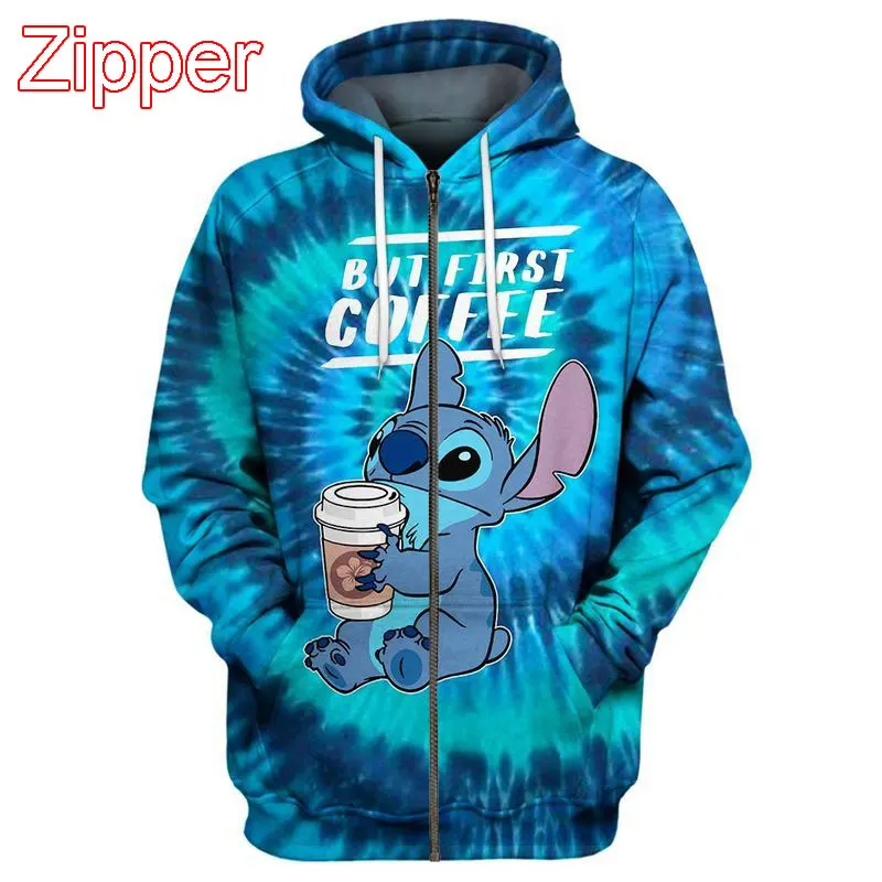 Lilo And Stitch Men Zipper Hoodie Cartoon Anime Cool Women Oversized Sweatshirt 2024 New Spring Autumn Children Jackets Coat