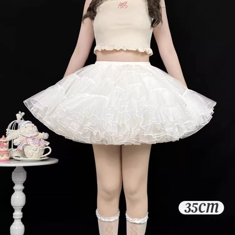 Vestido hinchado informal de Lolita, enagua incorporada, silueta corta de corte A de 35cm, fácil de usar para fechas diarias, falda esponjosa sin hueso