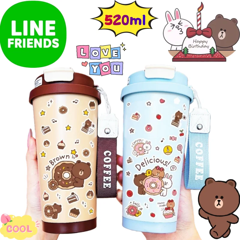 

Line friends Brown Cony Sally mug high color value cartoon printing student large capacity portable double drinking pipette cup