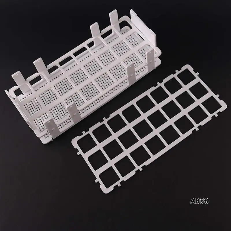8Pcs Plastic Test Tube Rack 24 Holes Lab Test Tube Rack Holder For 25Mm Test Tubes, Detachable, White