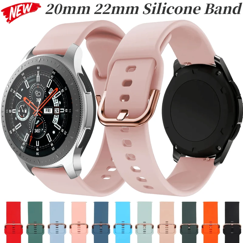 Cinturino in silicone morbido da 20mm 22mm per Huawei GT2/Amazfit GTR/Bip/Actice Bracciale con fibbia in oro rosa per Samsung Galaxy watch 5/4/3 Cintura
