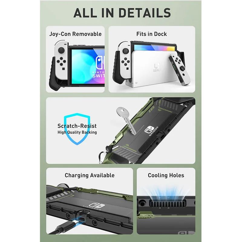 I-BLASON Armorbox Case For Nintendo Switch OLED 2021 Dockable Rugged Protective Cover Case Compatible with Nintendo Switch OLED