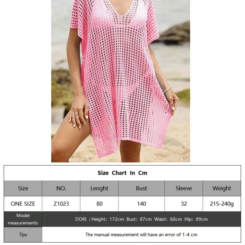 แฟชั่นคอวีฤดูร้อนครีมกันแดด Smock หลวม Hollow Out Beachwear เสื้อชุดว่ายน้ํา Casual บิกินี่ Cover-Ups สําหรับผู้หญิง