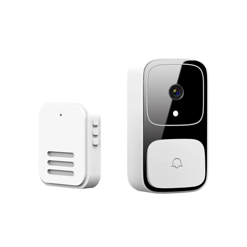 AT44-Smart Doorbell Two-Way Intercom Camera Phone Remote Video Home Protection Night Vision Bell Camera White Plastic