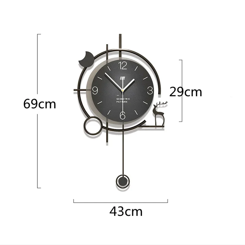 For Nordic Wood Swing Wall for Living Room, Home Decoration, Modern Watch, Art, Quartz, Silent Clocks,