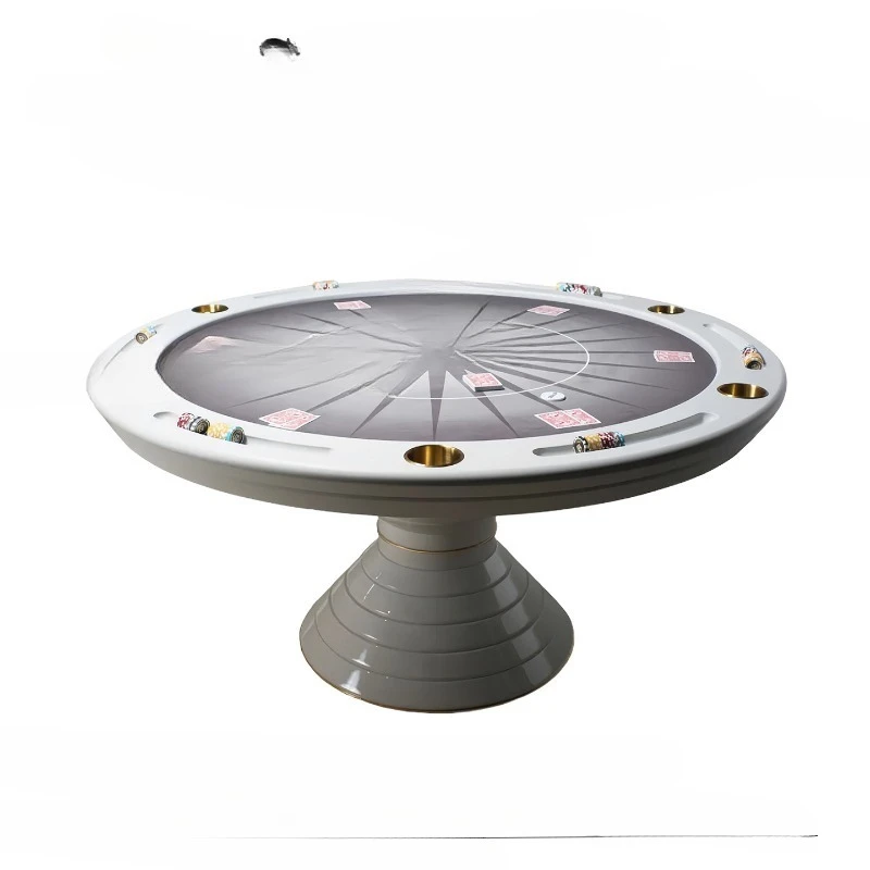 Light luxury round Texas poker table, high-end leisure and entertainment creative solid wood chess and card table