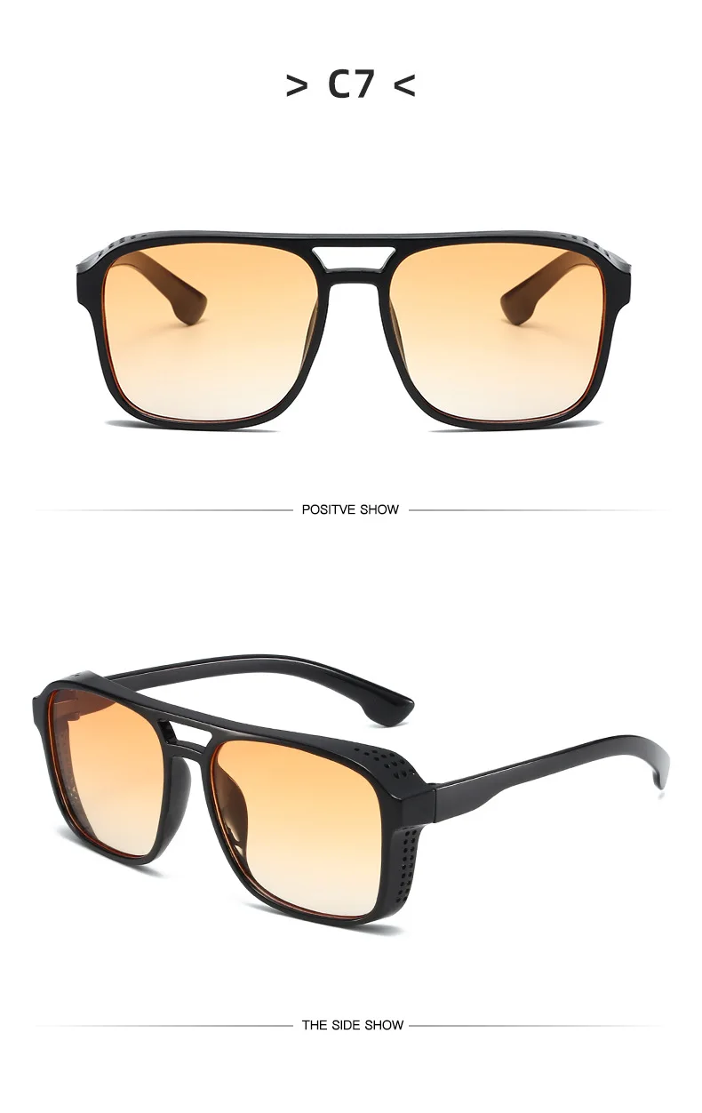 Neue Vintage-Sonnenbrille für Damen und Herren, Quadratischer PC-Rahmen, Marken-Designer Retro-Shades, Modische Sonnenbrille ﻿ für Männer – Detail 18