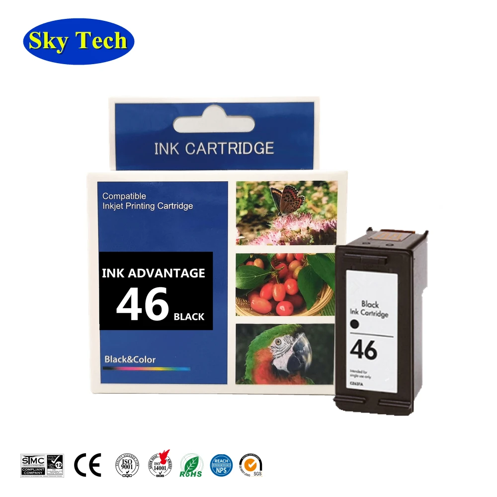 SKY Print Head Ink Advantage 46  For HP46 , SKY New Cartridge For HP Deskjet 2520hc 2020hc 2029 2529 4729 Printer