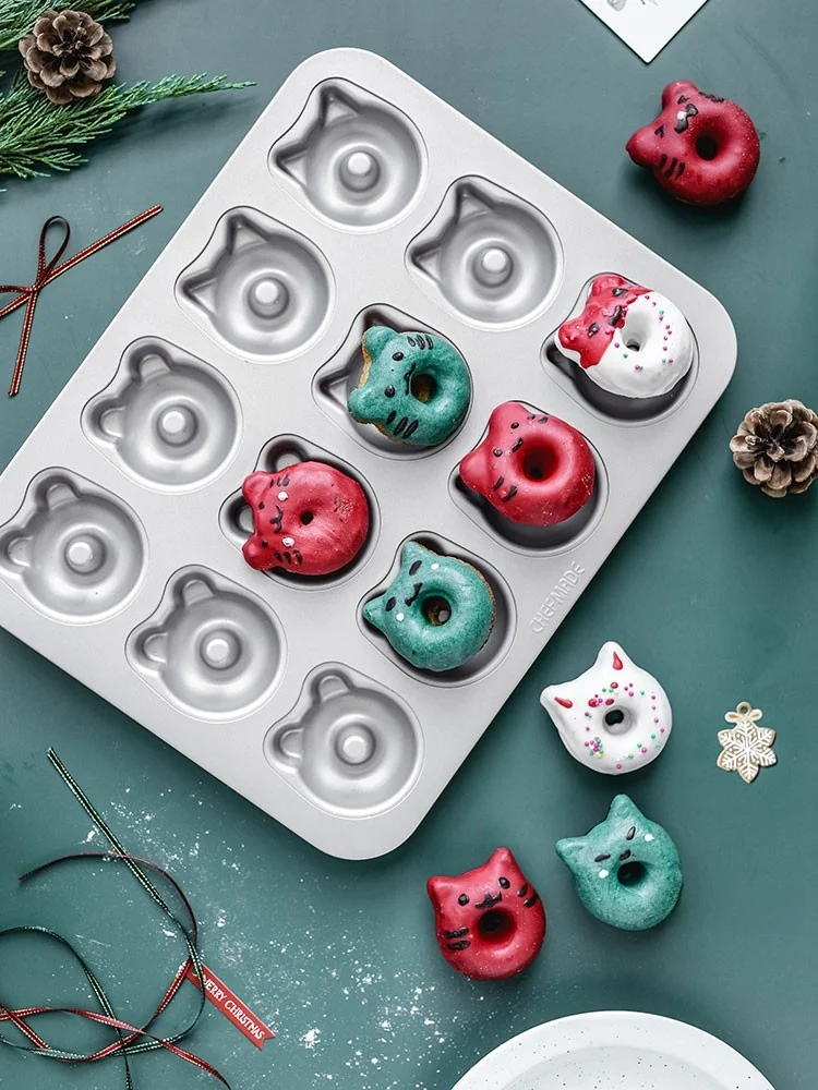 

Очаровательная форма для пончиков с мультяшным медведем, 6 отверстий, 2 отверстия, формы для выпечки Cisas Halloween Madeleine, силиконовые инструменты для выпечки торта